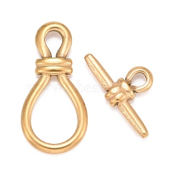 304 Stainless Steel Toggle Clasps, Bulb, Real 18K Gold Plated, Bar: 13.5x26x4.5mm, Hole: 3mm, Bulb: 34x17x4mm, hole: 4.5x6mm, 17x12mm.(STAS-K216-02G)