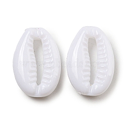 Opaque Acrylic Beads, Cowrie Shell, White, 19.5x13x6mm, Hole: 2mm, about 724pcs/500g(SACR-L007-016)