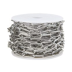 304 Stainless Steel Cable Chains, Soldered, Long Oval, Stainless Steel Color, 7mm, 5m/roll(CHS-CJ0001-12)