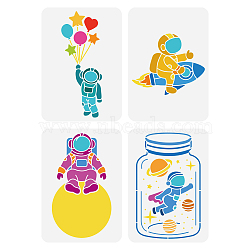 4Pcs 4 Styles PET Hollow Out Drawing Painting Stencils, for DIY Scrapbook, Photo Album, Spaceman, 297x210mm, 1pc/style(DIY-WH0394-0284)