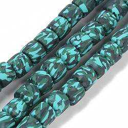 Handmade Polymer Clay Beads Strand, Column, Teal, 6~7.5x5.5~7mm, Hole: 1.7~2.3mm, about 54~65pcs/strand, 15.83~16.69''(40.2~42.4cm)(CLAY-Z002-01L)