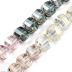 Rondelle Transparent Glass Beads Strands, Faceted, Light Yellow, 6~6.5x7.5~8mm, Hole: 1mm, about 56~60pcs/strand, 13.98''(35.5cm)(GLAA-T023-33B)