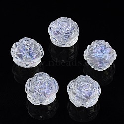 Transparent Acrylic Beads, Glitter Powder, Flower, Clear, 10x10x10mm, Hole: 1.4mm(X-OACR-N008-103)