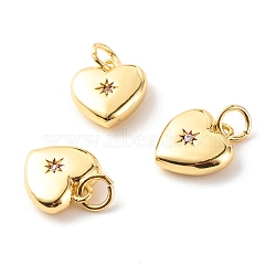 Brass Micro Pave Clear Cubic Zirconia Pendants, Cadmium Free & Lead Free, Heart, Real 18K Gold Plated, 15x10.5x3.5mm, Hole: 3.5mm(ZIRC-P094-28G-RS)