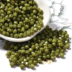 Baking Paint Glass Seed Beads, Bicone, Yellow Green, 4.5x4mm, Hole: 1.1mm, about 6428pcs/pound(SEED-A032-02A-02)