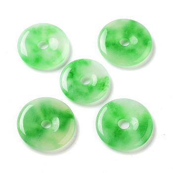 Dyed Natural White Jade Pendants, Donut Charms, Lime Green, 21~24x3.5~4mm, Hole: 4~5mm