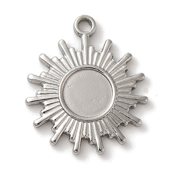 304 Stainless Steel Pendants, Sun Charm, Stainless Steel Color, 19x16x2mm, Hole: 1.3mm