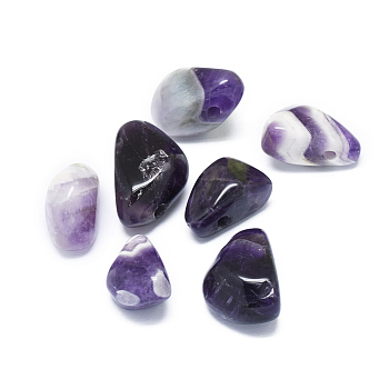 Natural Amethyst Pendants, Nuggets, Tumbled Stone, 23~32x16~22mm, Hole: 3mm