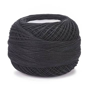 21S/2 8# Cotton Crochet Threads, Mercerized Cotton Yarn, for Weaving, Knitting & Crochet, Black, 1mm, 50g/roll