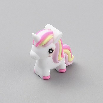 Food Grade Eco-Friendly Silicone Beads, Unicorn, Pearl Pink, 28x26.5x13mm, Hole: 2mm