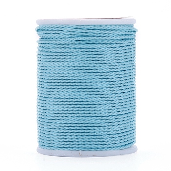 Round Waxed Polyester Cord, Taiwan Waxed Cord, Twisted Cord, Sky Blue, 1mm, about 12.02 yards(11m)/roll