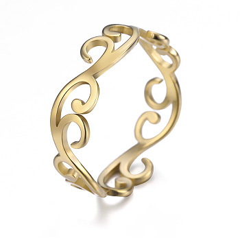 Branch 304 Stainless Steel Finger Rings, Golden, 5.5mm, Inner Diameter: 17mm