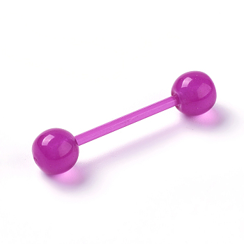 Double-headed Acrylic Nipple Piercing Retainers, Straight Barbells, Magenta, 27mm, Pin: 1.5mm