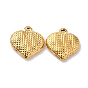 304 Stainless Steel Pendant, Heart Charm, Real 18K Gold Plated, 16x15.5x3.5mm, Hole: 1.5mm