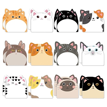 Cute Cat Memo Pad Sticky Notes, Sticker Tabs, for Office School Reading, Mixed Color, 59~62mm, 12pcs/set