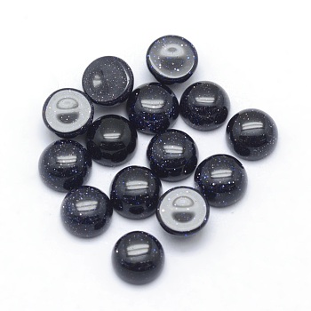 Synthetic Blue Goldstone Cabochons, Half Round, 6x3~3.5mm