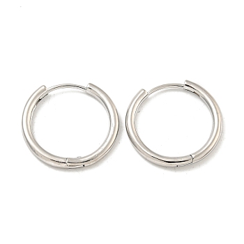 Brass Hoop Earrings, Round, Platinum, 19.5x2mm