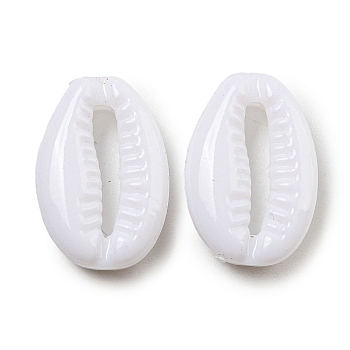 Opaque Acrylic Beads, Cowrie Shell, White, 19.5x13x6mm, Hole: 2mm, about 724pcs/500g