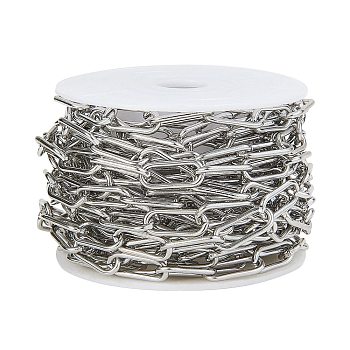 304 Stainless Steel Cable Chains, Soldered, Long Oval, Stainless Steel Color, 7mm, 5m/roll