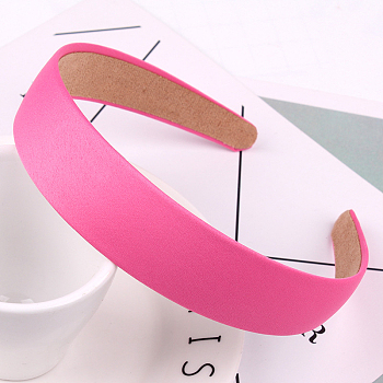Wide Cloth Hair Bands, Solid Simple Hair Accessories for Women, Hot Pink, 145x130x28mm