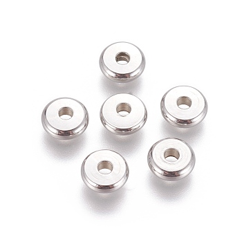 304 Stainless Steel Spacer Beads, Flat Round, Stainless Steel Color, 7x2mm, Hole: 1.8mm