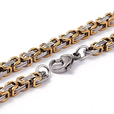 Vacuum Plating 201 Stainless Steel Byzantine Chain Necklaces(NJEW-I248-03B-GP)-3
