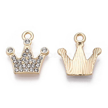 Light Gold Crown Alloy+Rhinestone Pendants