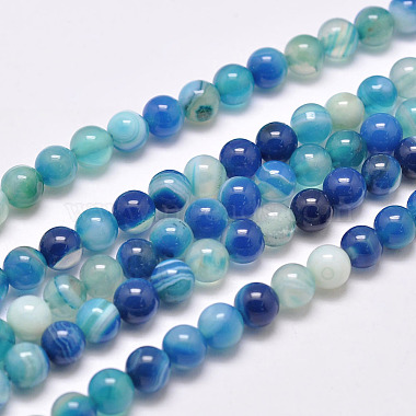 6mm DodgerBlue Round Striped Agate Beads