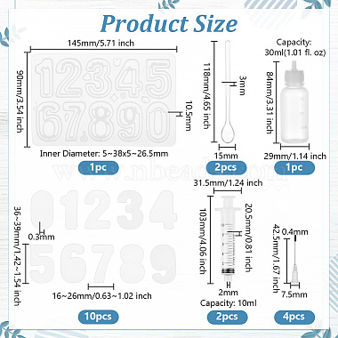 Olycraft DIY 1Pc Number 0~9 Silicone Shake Molds(DIY-OC0011-85)-2