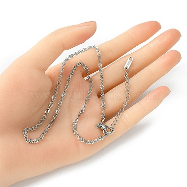 304 Stainless Steel Singapore Chain Necklace for Men Women(NJEW-YW0001-11)-4