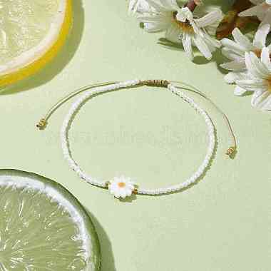 Flower Natural Shell & Glass Seed Braided Bead Bracelets(BJEW-JB09921-02)-2