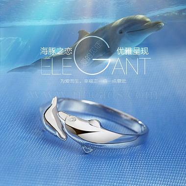 Simple Fashion Style Brass Dolphin Lover Cuff Rings(RJEW-EE0002-003P-B)-4