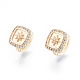 Clear Cubic Zirconia Square with Star Hoop Earrings(EJEW-F291-06G)-2