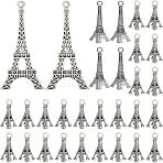 98Pcs 3 Style Tibetan Style Alloy Pendants, Tower, Antique Silver, 20~30x9~12x2.5~12mm, Hole: 2.5~4mm(TIBEP-NB0001-28)