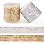 2 Rolls 2 Styles Hot Stamping Velvet Frayed Ribbon, Polyester Ribbon with Raw Edge, Mixed Color, 1-3/8~1-5/8 inch(35~40mm), about 5.47 Yards(5m)/roll, 1 roll/style(OCOR-TA0002-06)