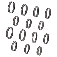 14Pcs 7 Size Crystal Rhinestone Grooved Finger Ring, Textured 201 Stainless Steel Jewelry for Men Women, Electrophoresis Black,  US Size 5 1/4~12 3/4(15.9~22mm), 2Pcs/size(RJEW-UN0002-55EB)