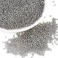 MIYUKI Round Rocailles Beads, Japanese Seed Beads, 15/0, (RR1865) Opaque Smoke Gray Luster, 15/0, 1.5mm, Hole: 0.7mm, about 27777pcs/50g(SEED-X0056-RR1865)