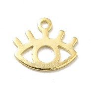 Brass Charms, Long-Lasting Plated, Cadmium Free & Lead Free, Eye, Real 24K Gold Plated, 10.5x12.5x0.8mm, Hole: 1.4mm(KK-H435-23G)