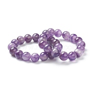 Natural Amethyst Beaded Stretch Bracelets, Round, Beads: 12~12.5mm, Inner Diameter: 2-1/8 inch(5.4cm)(BJEW-A117-E-40)