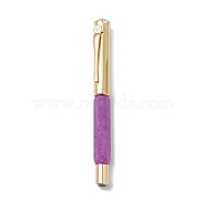 Dyed Natural Quartz Brass Pens, Reiki Energy Fountain Pen, with Pen Case, Office & School Supplies, 142x19x14mm(AJEW-M209-05G)