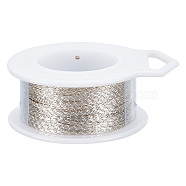 Braided Bare Copper Wire, Flat, Silver, 3x1.3mm, about 26.25 Feet(8m)/Roll(OCOR-WH0067-93A)