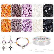 DIY Halloween Tile Bracelet Making Kit, Including Two Hole Glass Seed Rectangle Beads, Big Eye Beading Needles, Elastic Thread, Mixed Color, Seed Beads: 550Pcs/set(DIY-NB0008-72)