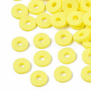 Handmade Polymer Clay Beads, Disc/Flat Round, Heishi Beads, Yellow, 6x1mm, Hole: 2mm, about 23500pcs/1000g(CLAY-R067-6.0mm-B22)