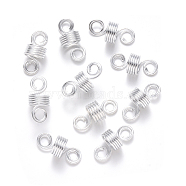 Aluminum Hair Braid Dreadlock Beads, Dread Cuff Coil, Wire Hair Coil Cuffs, 5 Loops, Silver, 22~23x10mm, Hole: 4mm, 8mm Inner Diameter(ALUM-S017-001B)