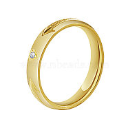 Arrow Pattern Stainless Steel Finger Ring for Women, with Rhinestone, Real 18K Gold Plated, US Size 7(17.3mm)(HA9923-2)