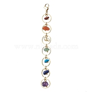 Natural & Synthetic Gemstone Pendant Decorations, with 304 Stainless Steel Lobster Claw Clasps, Golden, 109mm(HJEW-JM01829-01)
