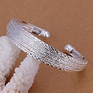 Classical Design Brass Cuff Bangles For Women, Silver Color Plated, 60mm(BJEW-BB12401)