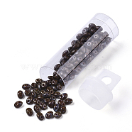 2-Hole Seed Beads, Czech Glass Beads, Opaque Baking Paint Style, Saddle Brown, 5x3.5~3.8x2.5~2.8mm, Hole: 0.9mm, about 10g/bottle(SEED-R048-91430)