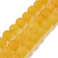 Natural Dyed White Jade Beads Strands, Frosted, Round, Goldenrod, 8~8.5mm, Hole: 1mm, about 47~48pcs/strand, 14.69''~14.96''(37.3~38cm)(G-M402-B01-01)