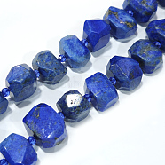 Natural Lapis Lazuli Beads Strands, Faceted, Nuggets, 13~17x15~21x13~17mm, Hole: 0.8mm, about 22pcs/strand, 15.3 inch(39cm)(G-F653-03)